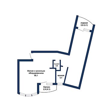 3-х комнатная квартира в ЖК Мегаполис пр-т Дзержинского, 127 - 440063, план 1